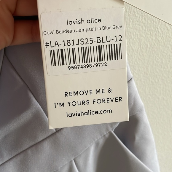 Lavish Alice Cowl Bandeau Jumpsuit Women’s Size 8 Strapless Corset Blue Gray - Picture 9 of 9